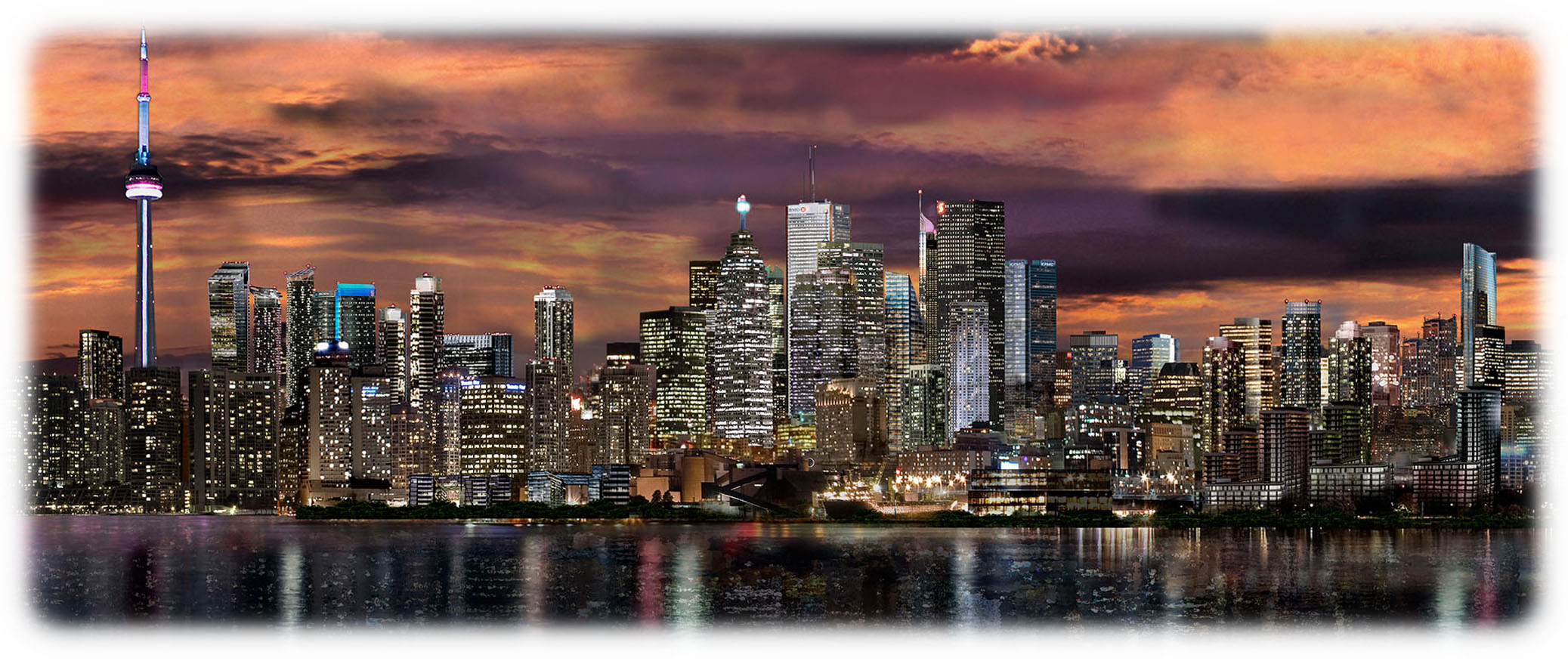 Canadian city skyline at night